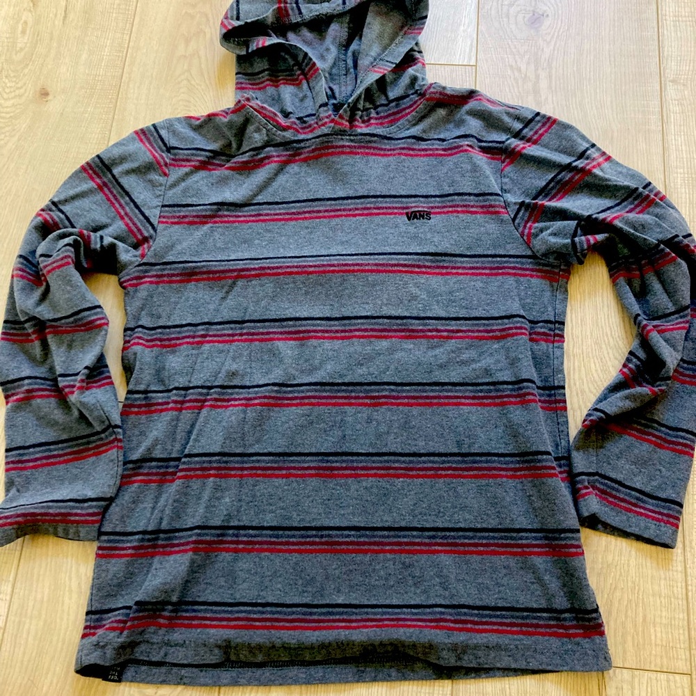 Vans striped long sleeve shirt with hood. Boys size Large
